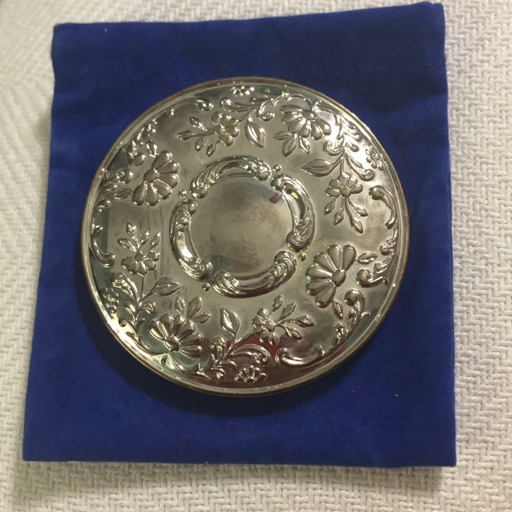 Silver Plated Makeup Mirror - 3” diameter